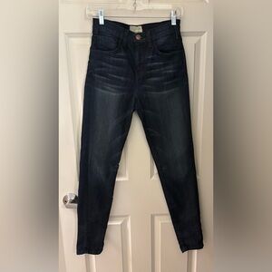 Current Elliot Made in USA High Waist Skinny in Dark Wash “Blue Bird”, Size 27